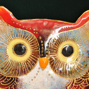 cloisonne enamel plaque of an owl