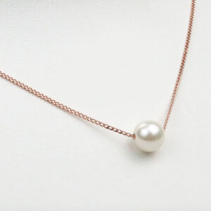 akoya pearl single bead necklace (pink chain)
