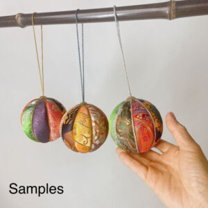set of small 5 brocade hanging balls, 10cm (3.9 inch) japanese fabric ornaments, colorful handmade decoration, christmas tree decor