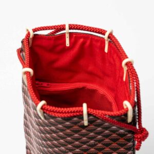 takane red large gassai bag with gusset