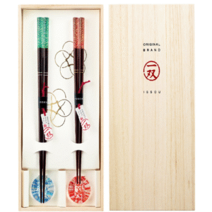 chopstick set for couples with rests – shiokaze & mankai zakura design set