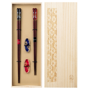 chopstick set for couples with rests – shiokaze & mankai zakura design set