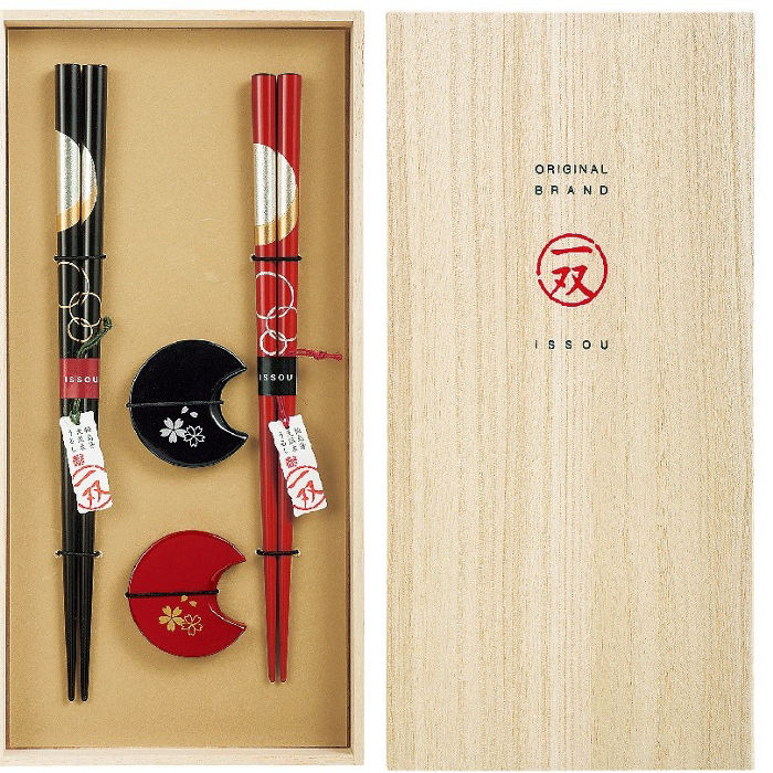 yoimachizuki & hana zakura chopstick rests (2 pcs) + iwai nami & hiiragi chopstick rests (2 pcs) set