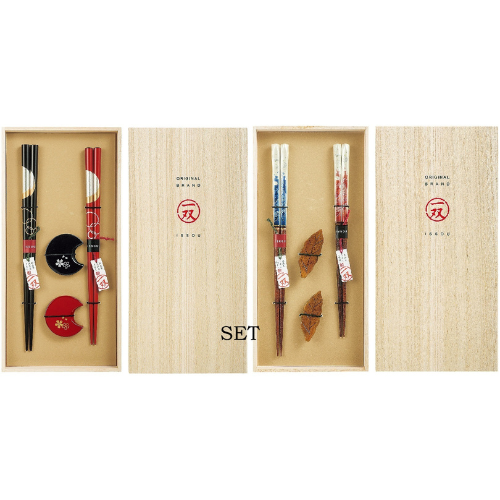 yoimachizuki & hana zakura chopstick rests (2 pcs) + iwai nami & hiiragi chopstick rests (2 pcs) set