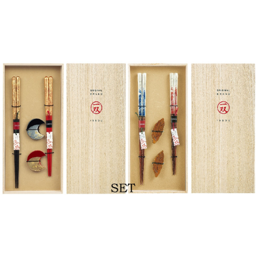 zuiun & akatsuki chopstick rests (2 pcs) + iwai nami & hiiragi chopstick rests (2 pcs) set