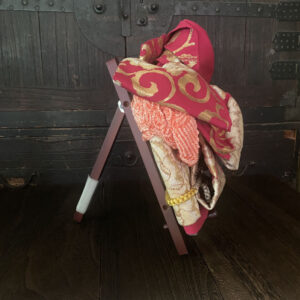 decorative kimono obi art – traditional japanese bow ornament in magenta & peony