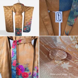 golden flower long sleeved kimono gown