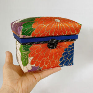 kimono treasure box – vibrant chrysanthemum pattern in silk furisode kimono