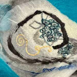 ink writing shawl (blue)