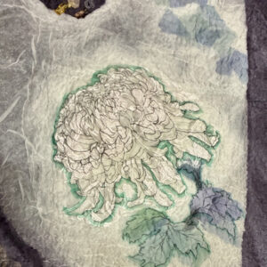 hand painted shawl (chrysanthemum)