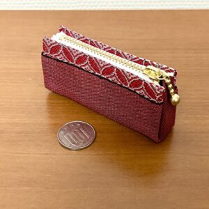 tatami border glasses case, lip case, coin case, 3 piece set (red)