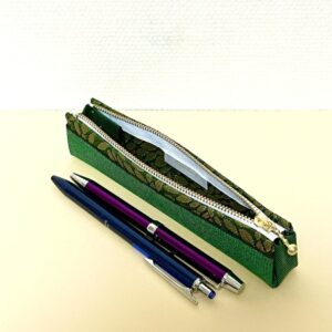 tatami border glasses case, coin case, and pen case, 3 piece set (green)