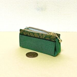 tatami border glasses case, coin case, and pen case, 3 piece set (green)