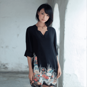 One-Piece Dress with Edo Tsuma Pattern